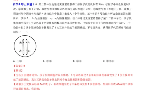 专题10变异与育种-2024年高考真题和模拟题生物分类汇编（教师卷）_近10年高考真题汇编（必刷）_十年（2014-2024）高考生物真题分项汇编（全国通用）