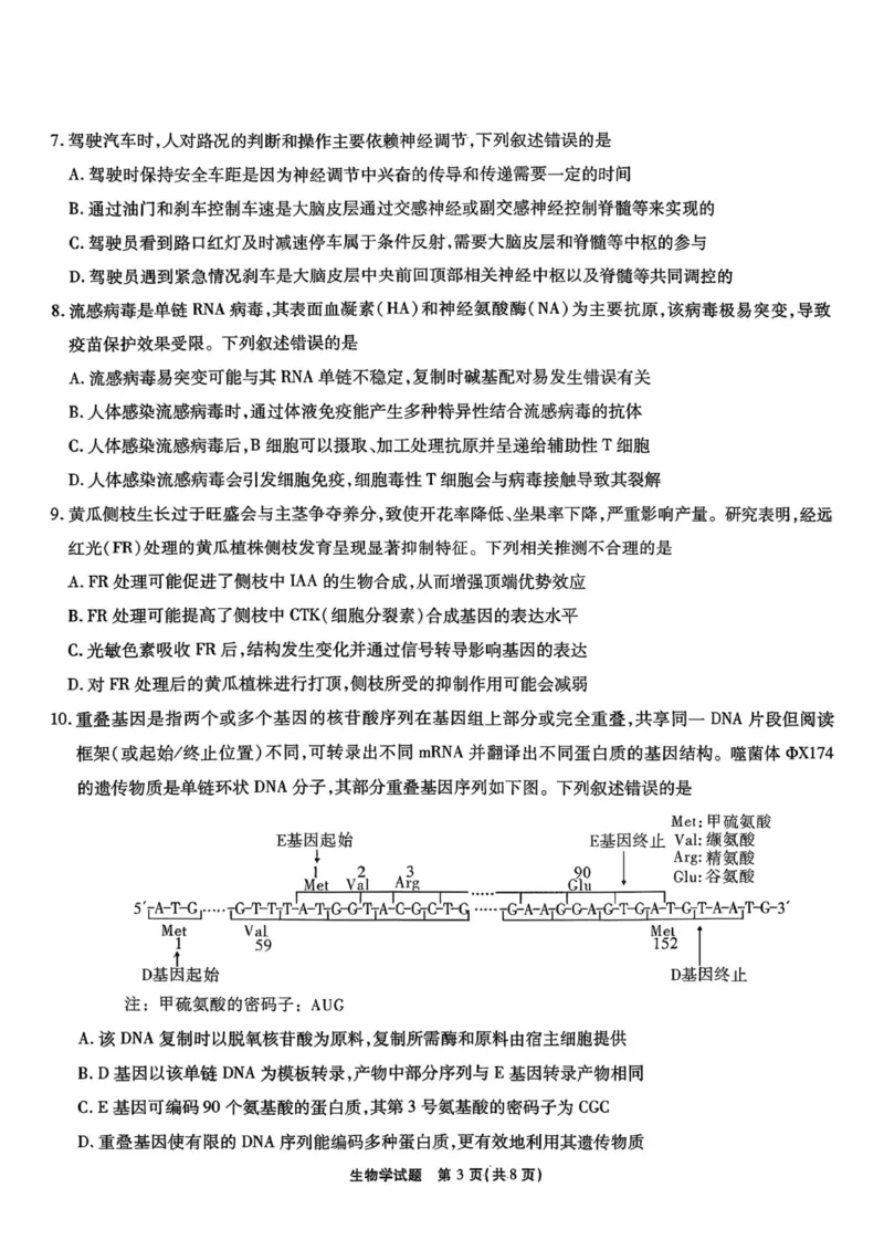 安徽省六校2026年元月高三素质检测考试生物(1)_2026年1月_260111安徽六校教育研究会2026届元月高三素质检测考试（全科）