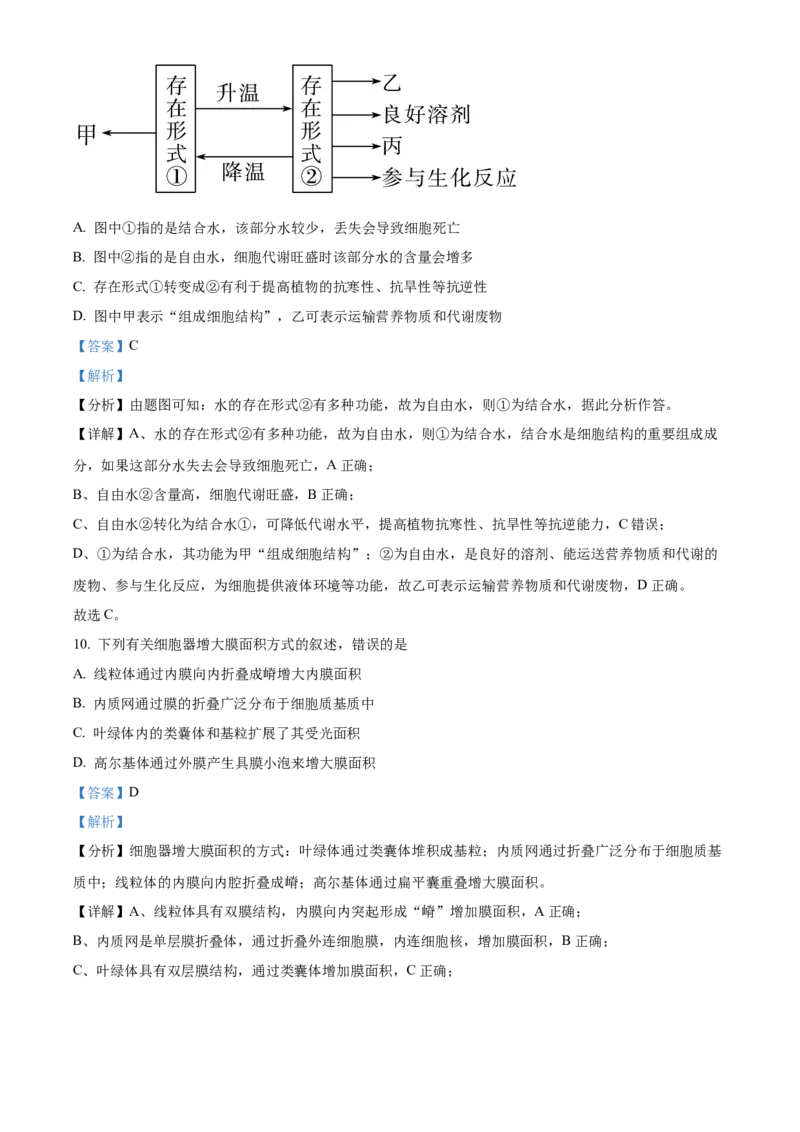 四川省成都市石室中学2024届高三零诊模拟考试生物解析_2023年7月_01每日更新_30号_2024届四川省成都石室中学高三零诊模拟考试_全国甲卷四川省成都石室中学2024届高三零诊模拟考试