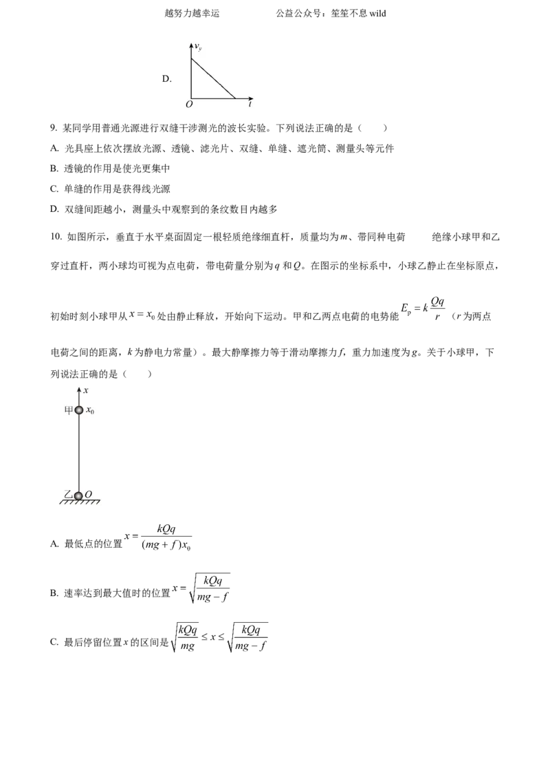 精品解析：2024年高考江西卷物理真题（原卷版）_高考真题全网收集_物理_2024年新高考江西卷物理高考真题解析（参考版）（第1，3，4，5，15题）