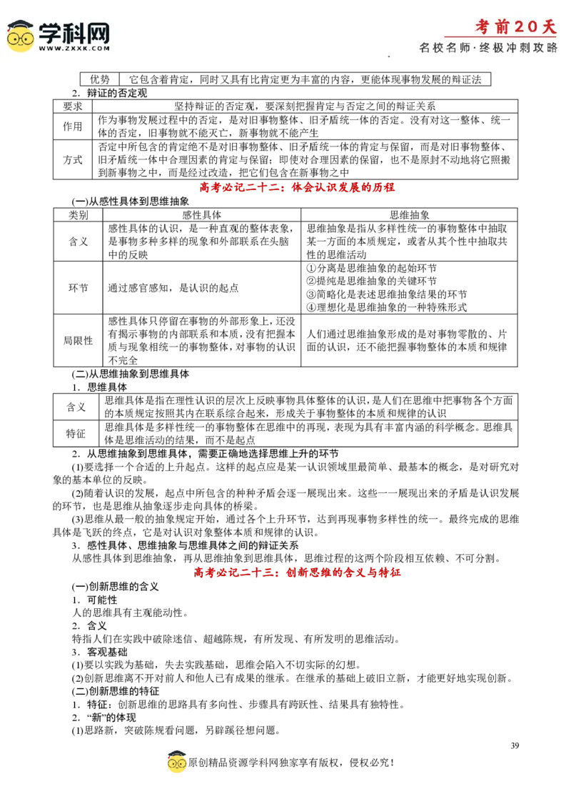政治（二）-2024年高考考前20天终极冲刺攻略_2024高考押题卷_62024学科网全系列_21学科网高考考前终极攻略_政治-2024年高考考前20天终极冲刺攻略