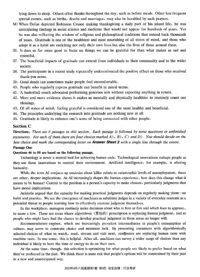 2023.06六级真题第1套_英语四六级整合_英语四六级真题版本二此版为主此文件夹会持续更新_六级真题_1.六级真题+答案解析+听力音频_2023年06月CET6_2023.06第1套