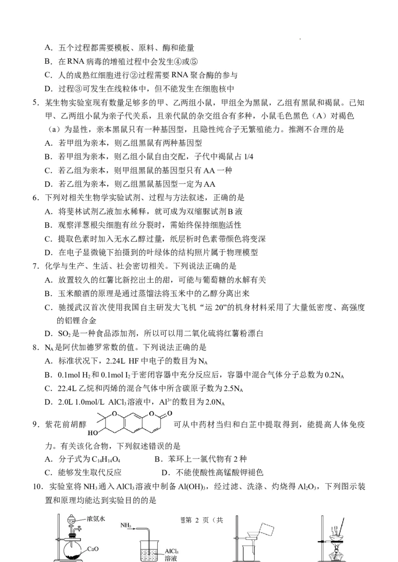 四川省江油中学2023-2024学年高三上期10月月考理综试题(1)_2023年10月_0210月合集_2024届四川省江油中学高三上期10月月考_四川省江油中学2024届高三上期10月月考理综