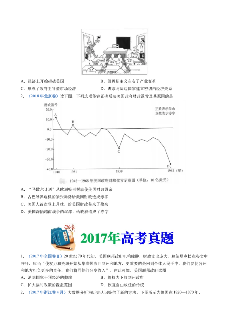 专题1720世纪下半叶世界的新变化（原卷卷）_近10年高考真题汇编（必刷）_十年（2014-2024）高考历史真题分项汇编（全国通用）_十年（2014-2023）高考历史真题分项汇编（全国通用）