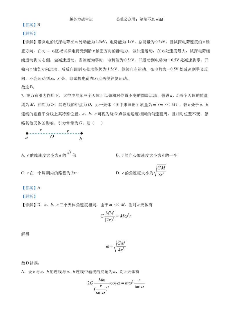 精品解析：2024年高考重庆卷物理真题（解析版）_高考真题全网收集_物理_2024年新高考重庆卷物理高考真题解析（参考版）