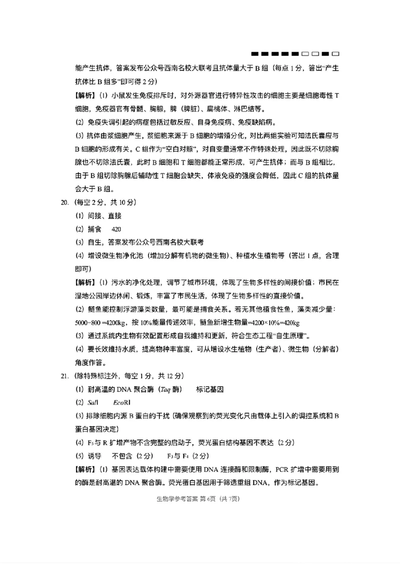 云南省昆明市云南师范大学附属中学2025-2026学年高三上学期适应性月考（六）生物试卷+答案(1)_2026年1月_260106云南师范大学附属中学2026届高三月考试卷（六）
