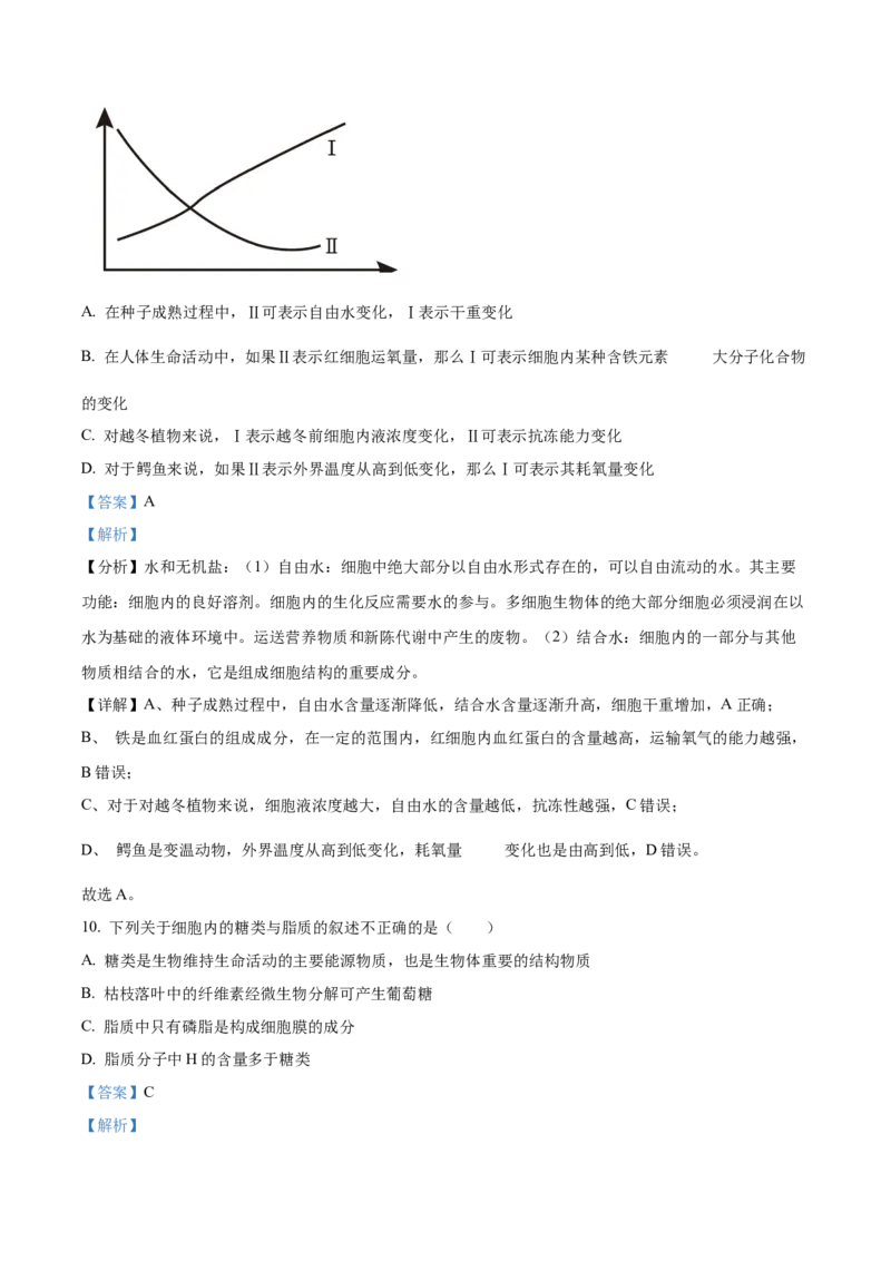 山西省大同市第一中学校2023-2024学年高三上学期10月月考生物试题Word版含解析(1)_2023年10月_0210月合集_2024届山西省大同市第一中学校高三上学期10月月考
