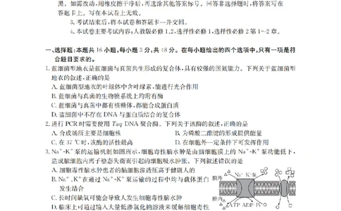 山西省名校三晋联盟2025-2026学年高三上学期12月联合考试（26-177C）生物(1)_2026年1月_260110金太阳&middot;山西省名校三晋联盟2025-2026学年高三上学期12月联合考试（26-177C）（全科）