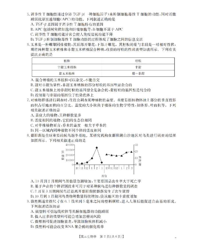 山西省名校三晋联盟2025-2026学年高三上学期12月联合考试（26-177C）生物(1)_2026年1月_260110金太阳&middot;山西省名校三晋联盟2025-2026学年高三上学期12月联合考试（26-177C）（全科）