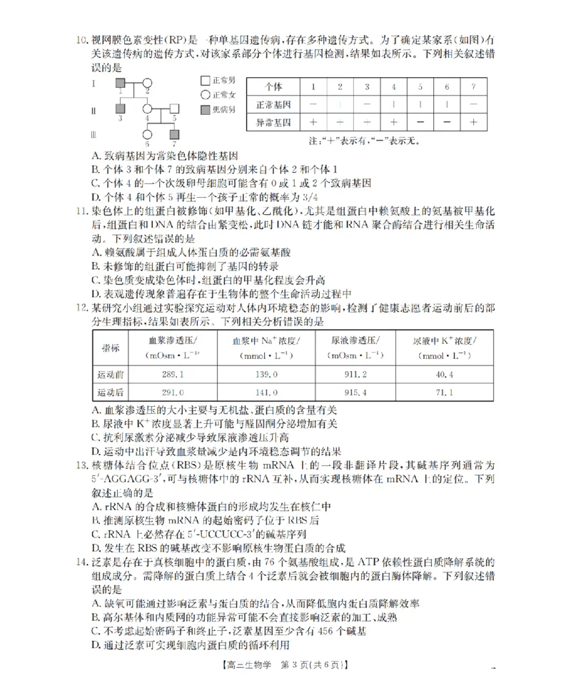 山西省名校三晋联盟2025-2026学年高三上学期12月联合考试（26-177C）生物(1)_2026年1月_260110金太阳&middot;山西省名校三晋联盟2025-2026学年高三上学期12月联合考试（26-177C）（全科）