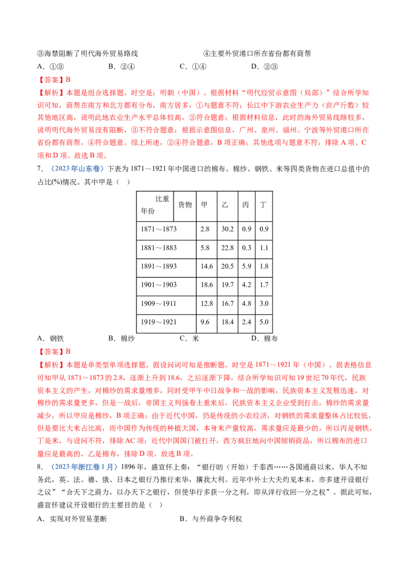 专题20选择性必修二：经济与社会生活（解析卷）_近10年高考真题汇编（必刷）_十年（2014-2024）高考历史真题分项汇编（全国通用）_十年（2014-2023）高考历史真题分项汇编（全国通用）