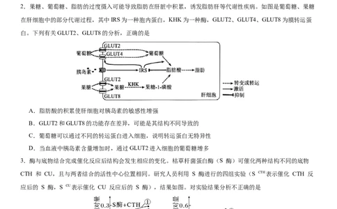 湖北省荆州中学2025-2026学年高三上学期12月月考生物试卷(1)_2026年1月_260104湖北省荆州中学2025-2026学年高三上学期12月月考（全科）