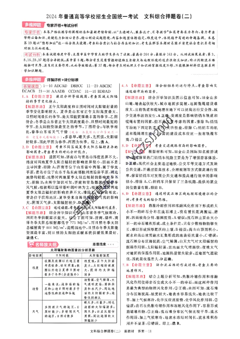 天星教育2024新教材高考最后一卷延边教育出版社文综答案_1_2024高考押题卷_12024天星全系列_tx《金k卷&middot;最后一卷》（9科全）_新教材