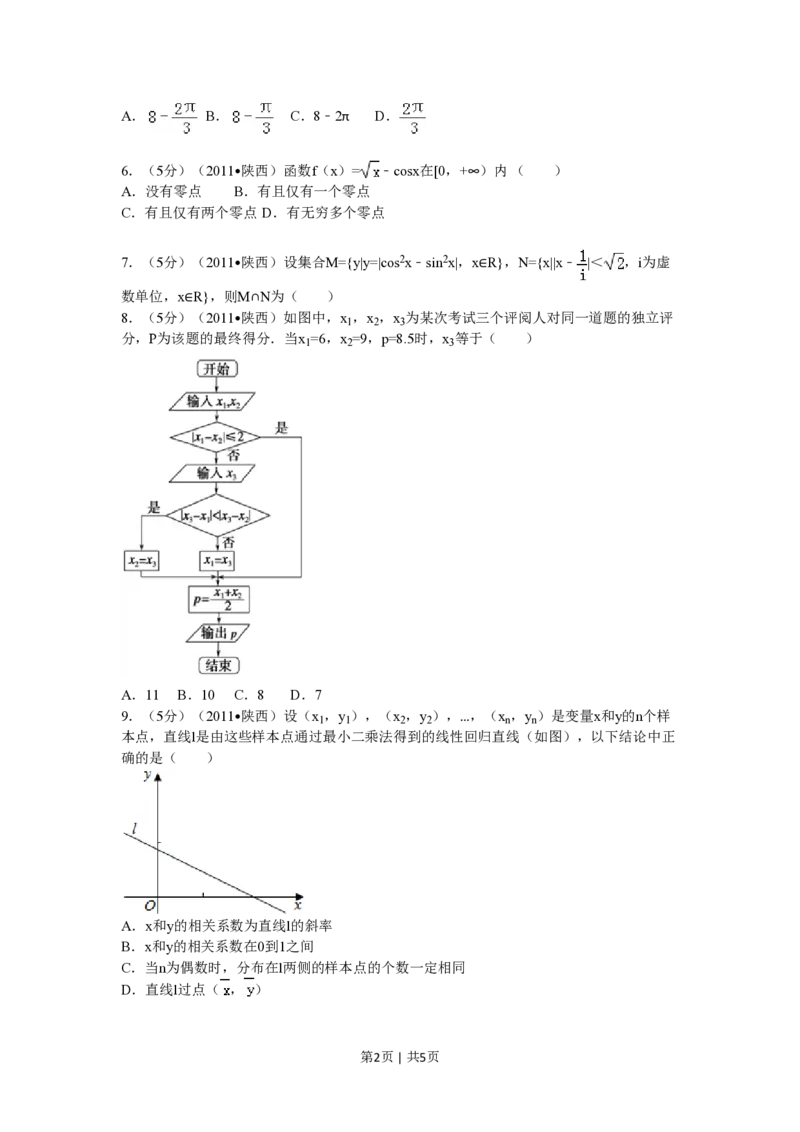 2011年高考数学试卷（理）（陕西）（空白卷）_数学历年高考真题_新&middot;PDF版2008-2025&middot;高考数学真题_数学（按试卷类型分类）2008-2025_自主命题卷&middot;数学（2008-2025）