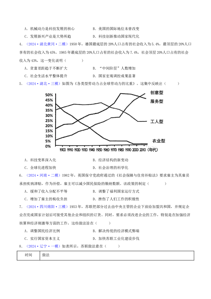 专题14二战后的世界（学生卷）-2024年高考真题和模拟题历史分类汇编（全国通用）_近10年高考真题汇编（必刷）_十年（2014-2024）高考历史真题分项汇编（全国通用）
