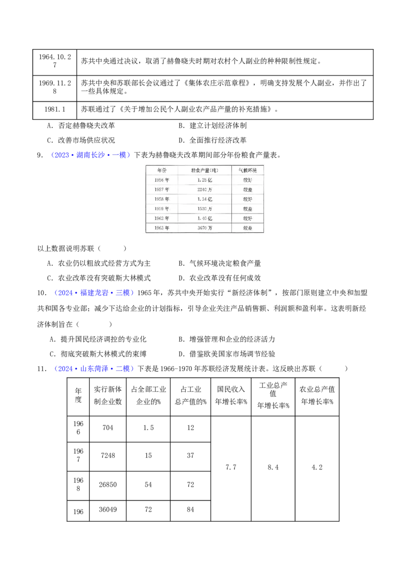 专题14二战后的世界（学生卷）-2024年高考真题和模拟题历史分类汇编（全国通用）_近10年高考真题汇编（必刷）_十年（2014-2024）高考历史真题分项汇编（全国通用）