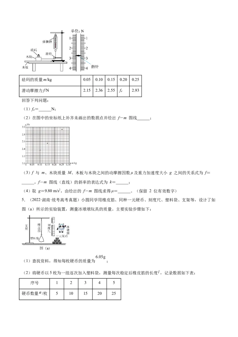 专题71实验二：力的平行四边形定则和测量动摩擦因数（原卷卷）-十年（2014-2023）高考物理真题分项汇编（全国通用）_近10年高考真题汇编（必刷）
