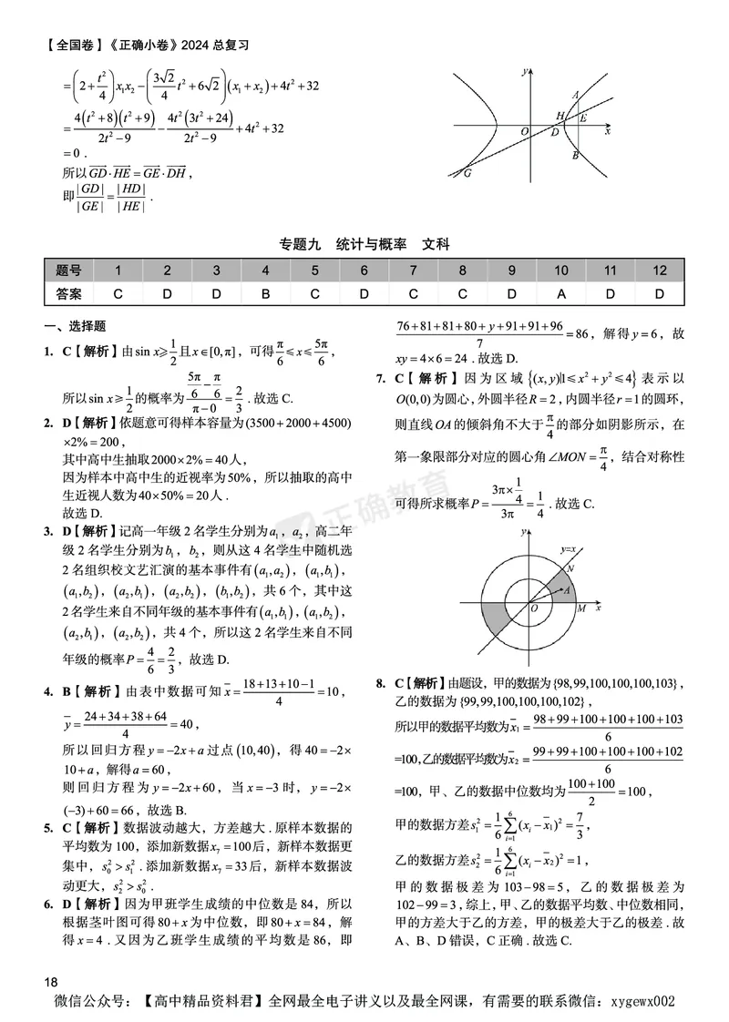全国卷《正确小卷》2024总复习数学质检卷2答案_2024高考押题卷_72024正确教育全系列_2024年正确小卷全系列_（全国版）2024《正确小卷&middot;复习质检卷》（九科全）各两套