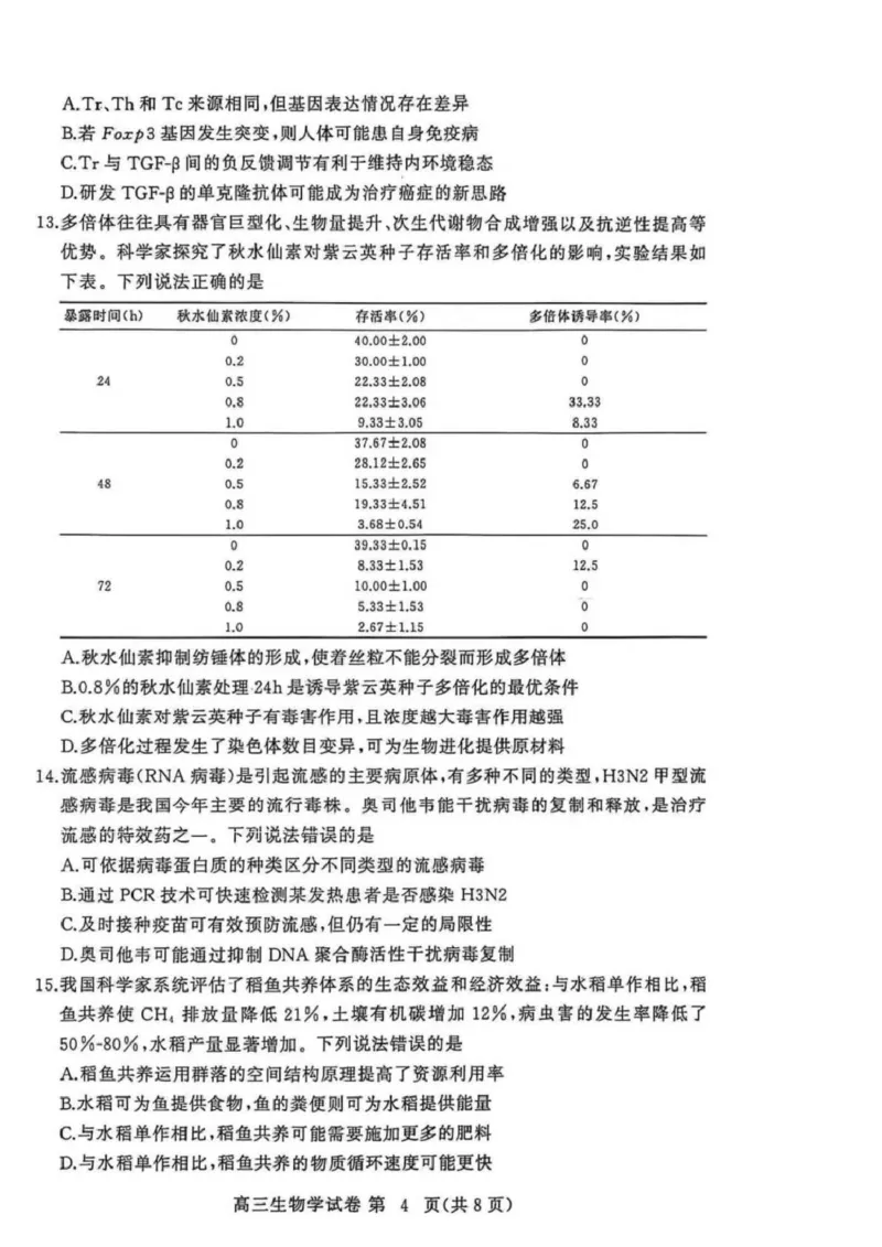 湖北省黄冈市2025-2026学年高三上学期1月期末考试生物（试卷答案）生物(1)_2026年1月_260108湖北省黄冈市2025-2026学年高三上学期1月期末（全科）