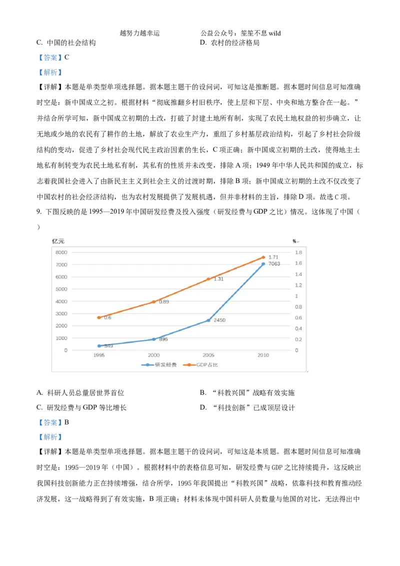 精品解析：2024年重庆高考历史真题（解析版）_高考真题全网收集_历史_精品解析：2024年新高考重庆卷历史高考真题解析（参考版）