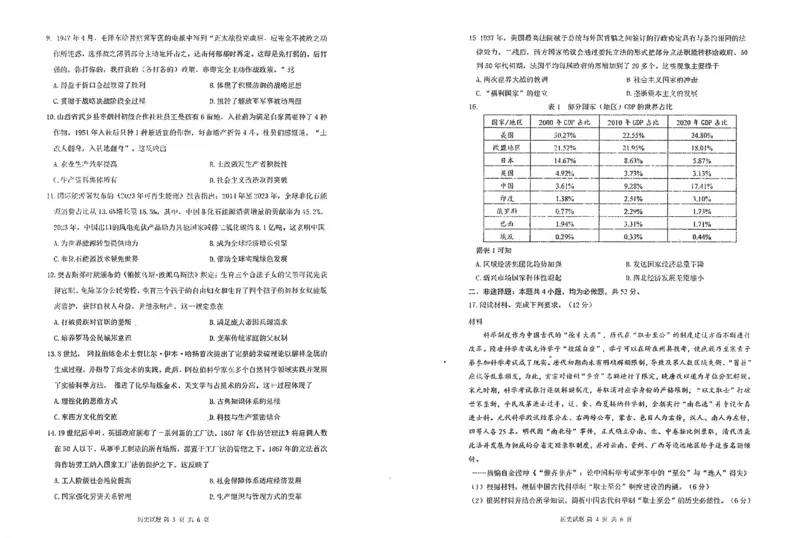 历史试题-2026年沈阳市高中三年级教学质量监测(一)(1)_2026年1月_260115辽宁省沈阳市2026届高三教学质量检测（一）（沈阳一模）（全科）