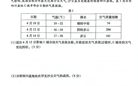 重庆市南开中学高2025届高三第八次质量检测地理_2025年5月_250510重庆市南开中学高2025届高三第八次质量检测（全科）_重庆市南开中学高2025届高三第八次质量检测地理