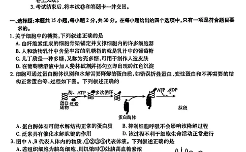 2024届东北三省三校高三下学期第四次联合模拟考试-生物(1)_2024年6月(1)_026月合集_2024届东北三省三校高三下学期第四次联合模拟考试全科