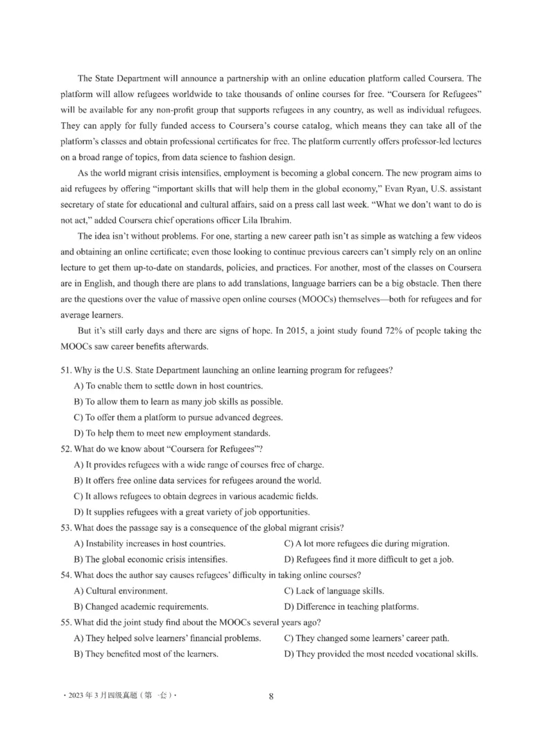 2023年03月四级真题全3套可复制可划线查词_英语四六级整合_英语四六级真题版本二此版为主此文件夹会持续更新_四级真题_1.四级真题+答案解析+听力音频(1989-2025)_2023年_2023年03月CET4