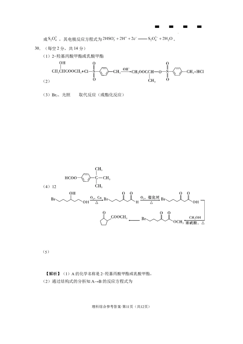 云南师大附中2024届高考适应性月考卷（二）理综（云南版）-答案_2023年8月_01每日更新_26号_2024届云南省昆明市云南师范大学附属中学高考适应性月考（二）_师附中2理综