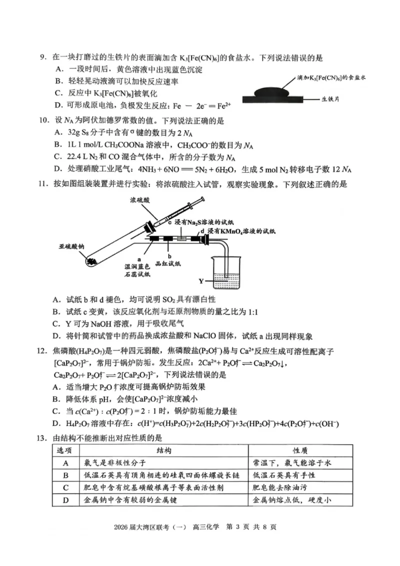 化学卷-2026大湾区一模(1)_2026年1月_260128广东省大湾区2026届普通高中毕业年级高三年级联合模拟考试（一）（全科）