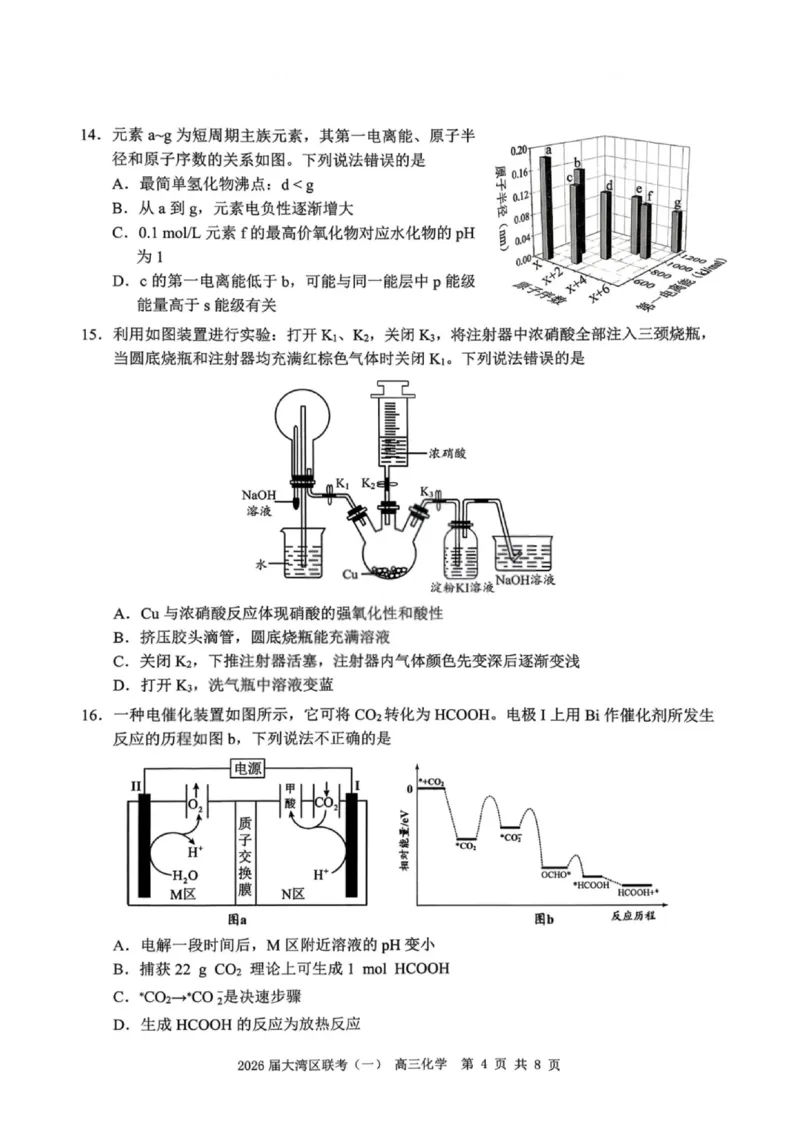 化学卷-2026大湾区一模(1)_2026年1月_260128广东省大湾区2026届普通高中毕业年级高三年级联合模拟考试（一）（全科）