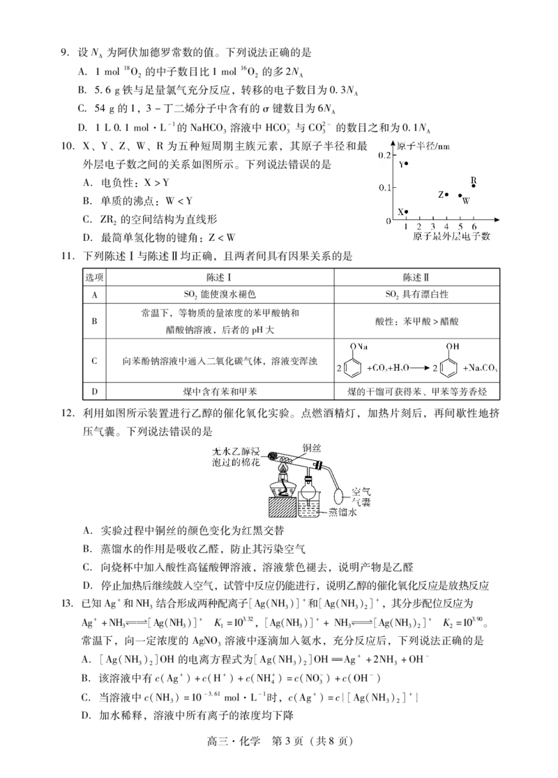 化学试题卷(1)_2026年1月_260130广东省肇庆市2026届高中毕业班高三年级第一学期末教学质量监测（肇庆二模）（全科）