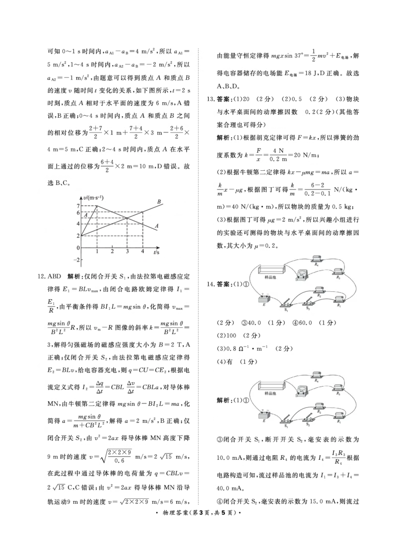 9月高三联考物理答案(1)_2023年9月_029月合集_2024届河南省青桐鸣高三上学期9月月考