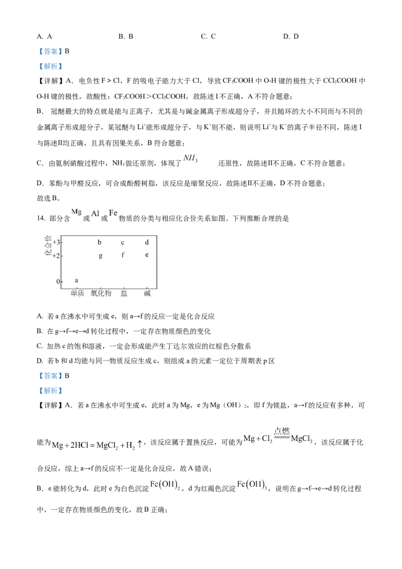 2024年广东省高考真题化学试卷（解析版）_高考真题全网收集_化学_2024年新高考广东卷化学高考真题解析（参考版）