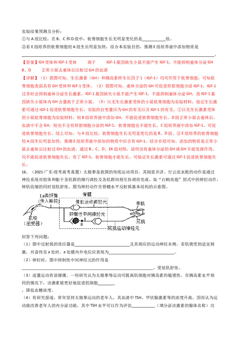 专题18体液调节（解析卷）_近10年高考真题汇编（必刷）_十年（2014-2024）高考生物真题分项汇编（全国通用）_十年（2014-2023）高考生物真题分项汇编（全国通用）