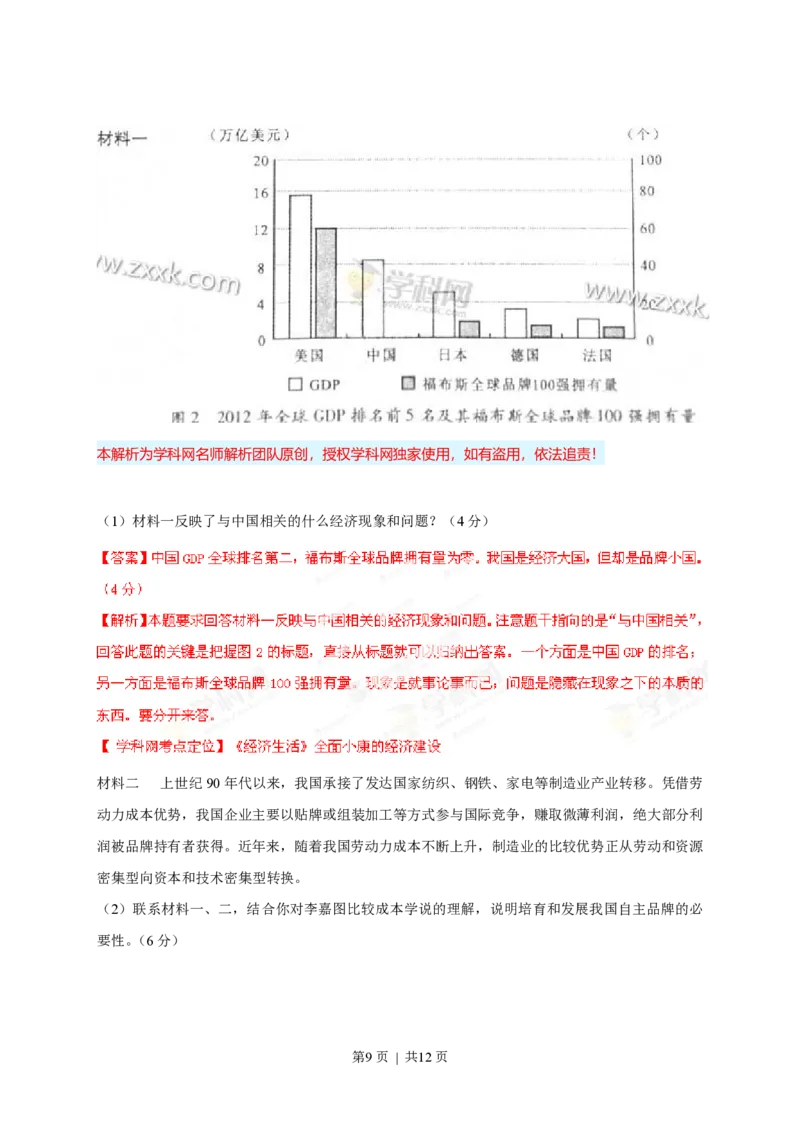 2013年高考政治试卷（四川）（解析卷）_政治历年高考真题_新&middot;PDF版2008-2025&middot;高考政治真题_政治（按省份分类）2008-2025_2008-2024&middot;（四川）政治高考真题