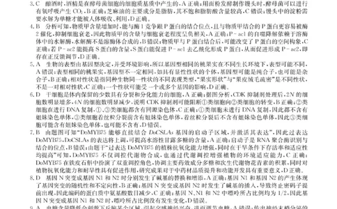 生物答案-卓越联盟2025-2026学年高三1月质量检测（26-X-312C）(1)_2026年1月_260115山西三晋卓越联盟2025-2026学年高三1月质量检测（26-X-312C）（全科）