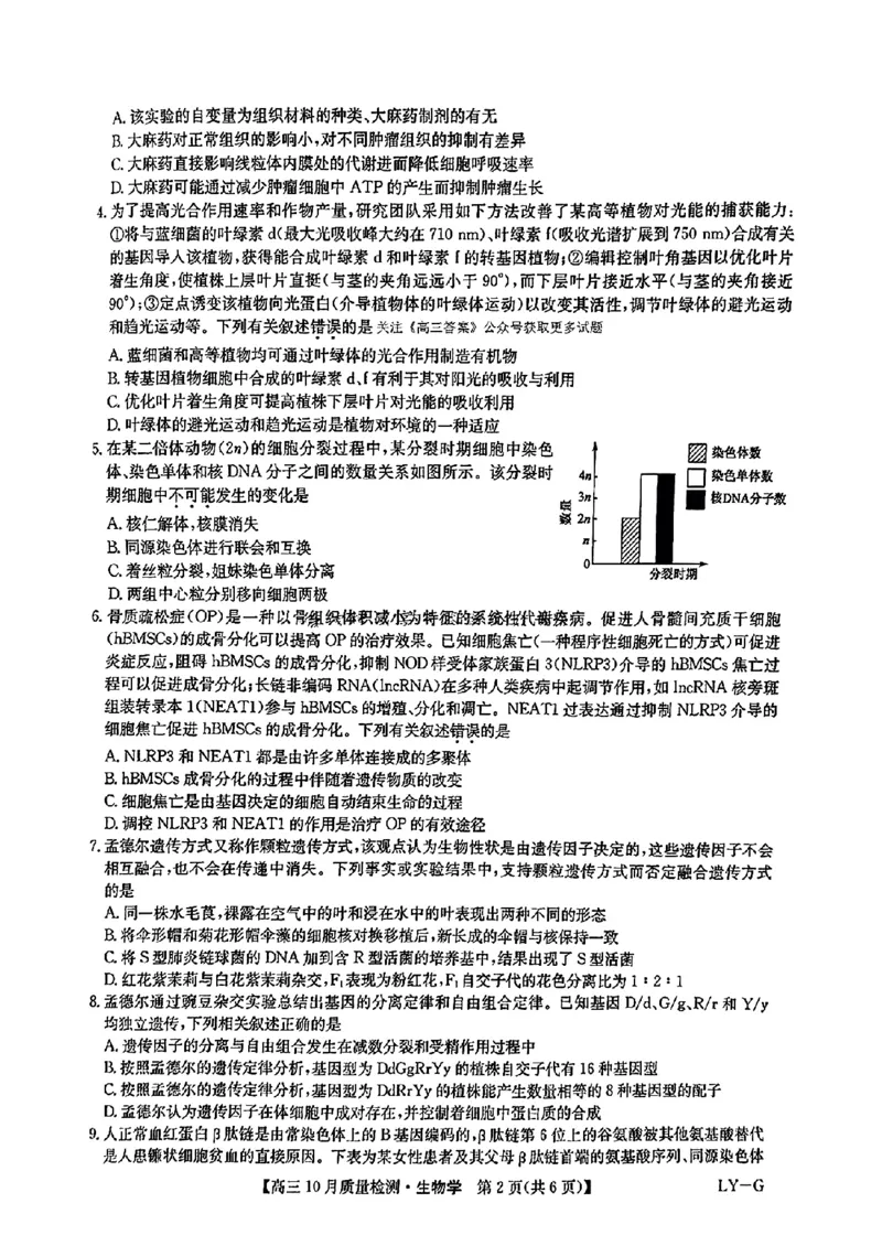 2025届九师联盟高三11月联考生物+答案_11月_2411052025届九师联盟高三11月联考（11.5-11.6）