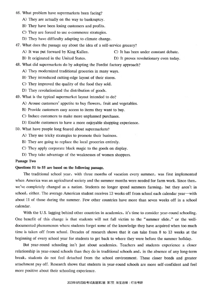 2023.06四级真题第2套_英语四六级整合_英语四六级真题版本二此版为主此文件夹会持续更新_四级真题_1.四级真题+答案解析+听力音频(1989-2025)_22023-2024年(真题-解析-听力=已完结)_2023年
