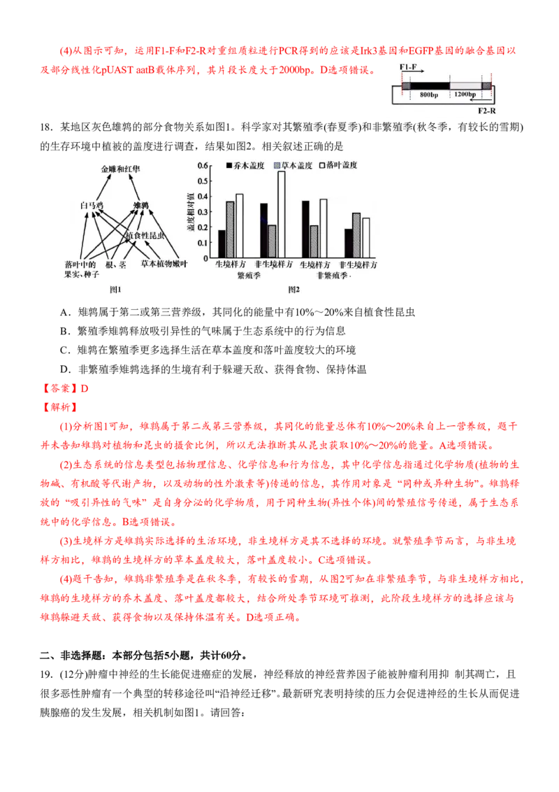 安徽省合肥一中2025-2026学年高三上学期1月考试生物答案(1)_2026年1月_260116安徽省合肥一中2025-2026学年高三上学期1月考试（全科）