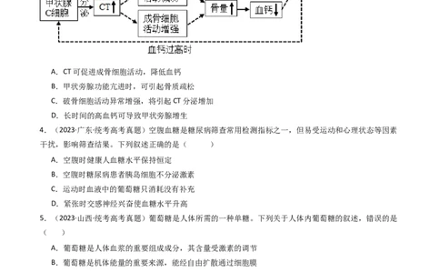 专题18体液调节（原卷卷）_近10年高考真题汇编（必刷）_十年（2014-2024）高考生物真题分项汇编（全国通用）_十年（2014-2023）高考生物真题分项汇编（全国通用）