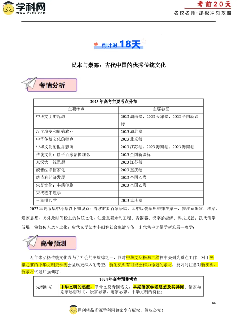 历史（一）（解析版）_2024高考押题卷_62024学科网全系列_21学科网高考考前终极攻略_历史-2024年高考考前20天终极冲刺攻略_历史（一）-2024年高考考前20天终极冲刺攻略