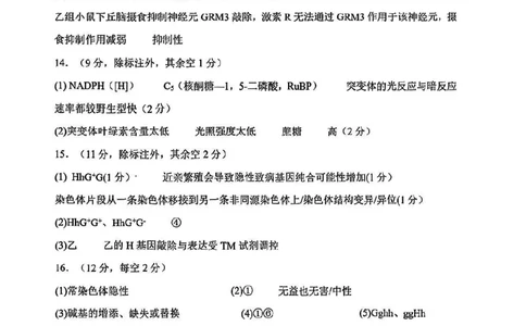 南开中学（高三上学期）第二次月考（生物）2025-2026学年试卷解析(1)_2026年1月_260103天津市南开中学2025-2026学年高三上学期第二次月考