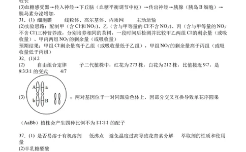 双流中学高2024届高三10月月考理科综合试题答案(1)_2023年10月_0210月合集_2024届四川省成都市双流中学高三上学期10月月考_四川省成都市双流中学2024届高三上学期10月月考理综