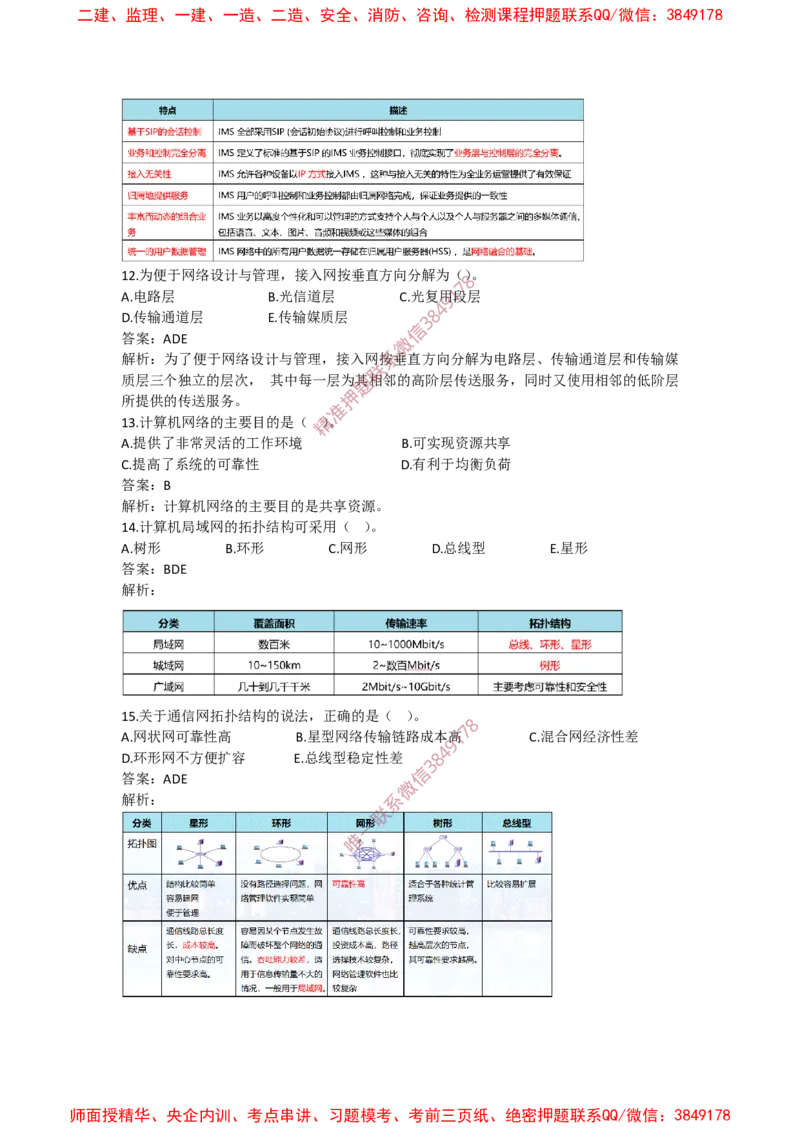 4.9选择刷题-答案_2026年一级建造师_2026年一建通信_2025年一建通信SVIP_02-基础精讲✿高端面授✿深度强化_11-通信《直播精讲班》牛飞SMR推荐_2025每周刷题