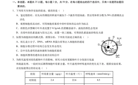 生物-2024届新高三开学摸底考试卷（老教材专用）(考试版)_2024届新高三开学摸底考试卷_生物-2024届新高三开学摸底考试卷_生物-2024届新高三开学摸底考试卷（全国通用，老教材）_39521014