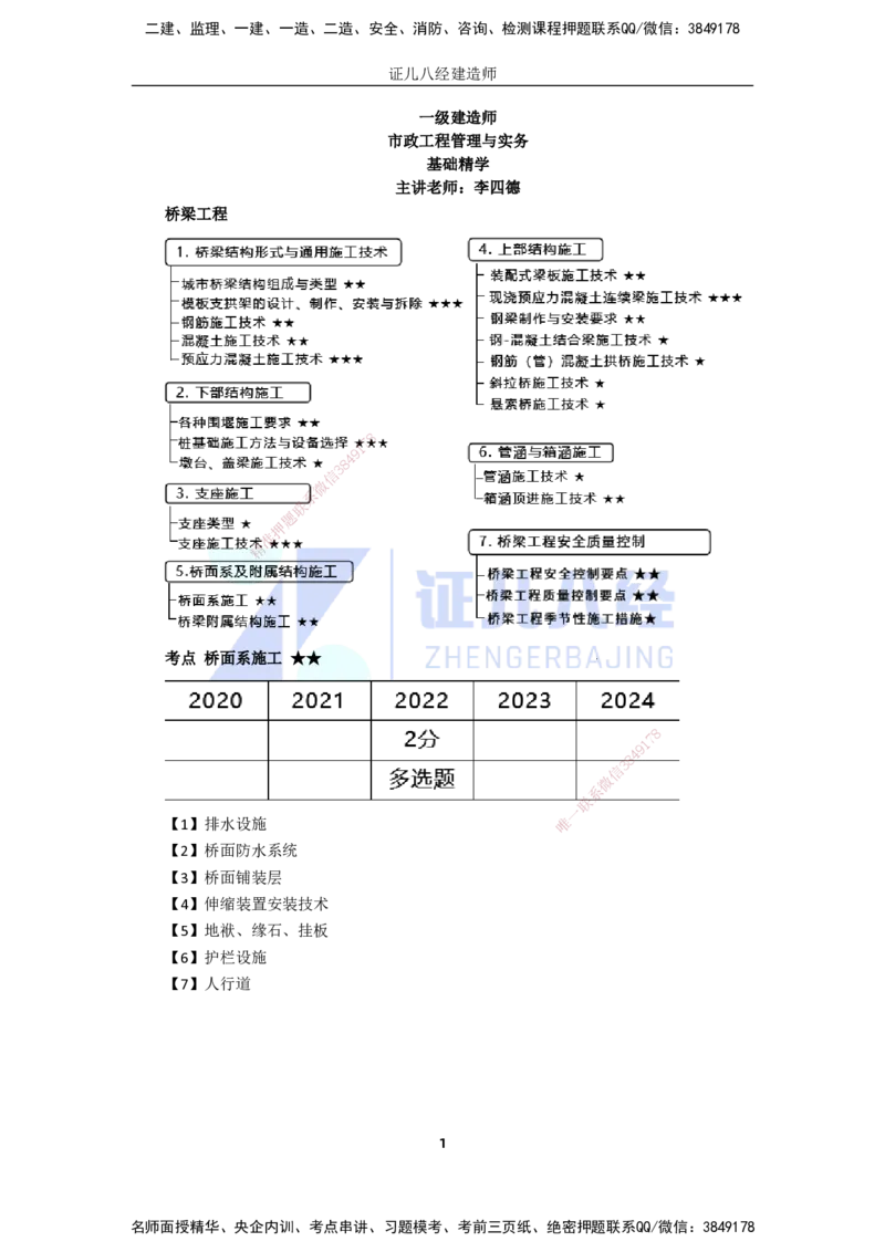 24.一建市政基础精学-25-桥梁桥面系和附属结构施工_2026年一级建造师_2026年一建市政_2025年一建市政SVIP_02-基础精讲✿高端面授✿深度强化_讲义