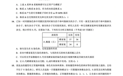 重庆外国语学校高2026届高三（上）10月月考（三）生物_2025年10月_251016重庆实验外国语学校2025-2026学年度（上）高2026届10月月考（三）（全科）