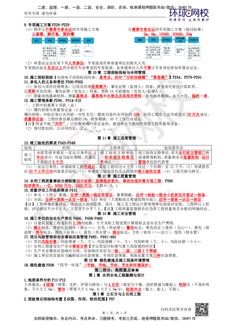 HQ-水利-必背3页纸_2026年一级建造师_2026年一建水利_2025年一建水利SVIP_05-考前密训✿央企特训✿机构普押_25-水利《必背三页纸》HQ