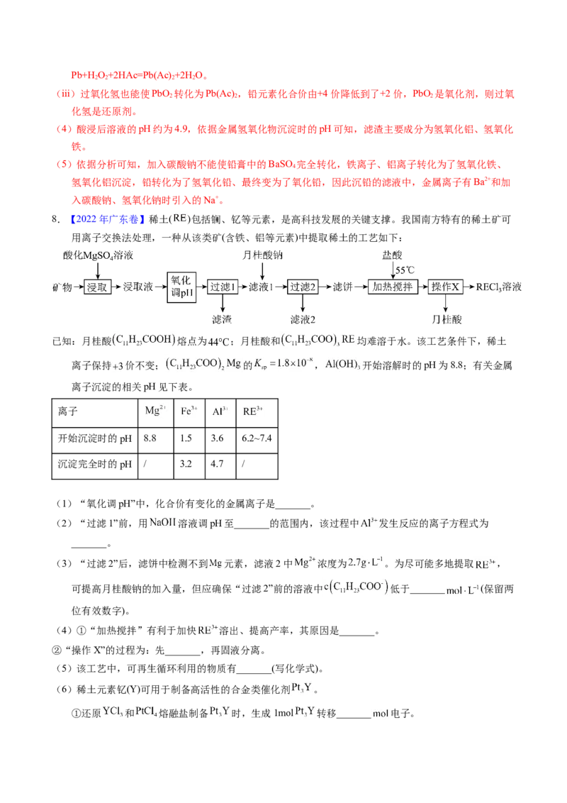 专题94工艺流程&mdash;&mdash;结合理论综合（解析卷）_近10年高考真题汇编（必刷）_十年（2014-2024）高考化学真题分项汇编（全国通用）_十年（2014-2023）高考化学真题分项汇编（全国通用）